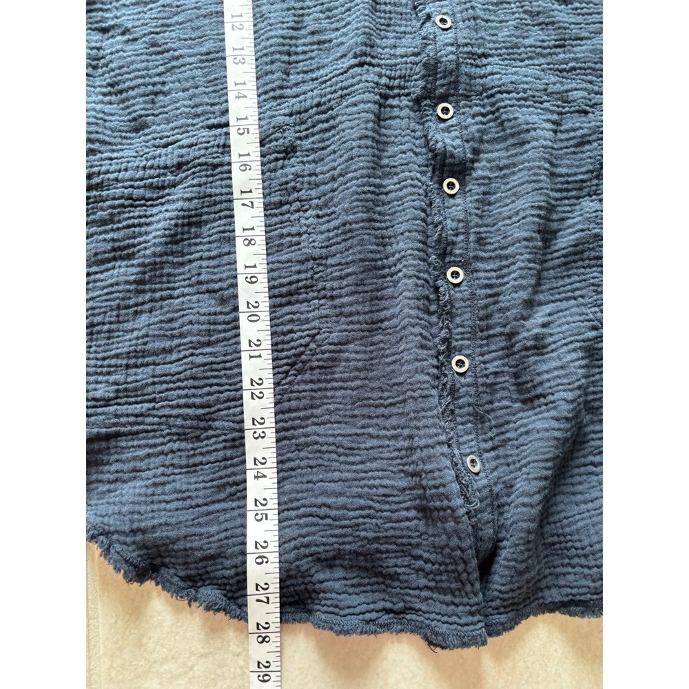 We The Free Top Womens XS Blue Gauzy Lagom Lagenlook Minimalist Boho Rustic - Picture 7 of 7